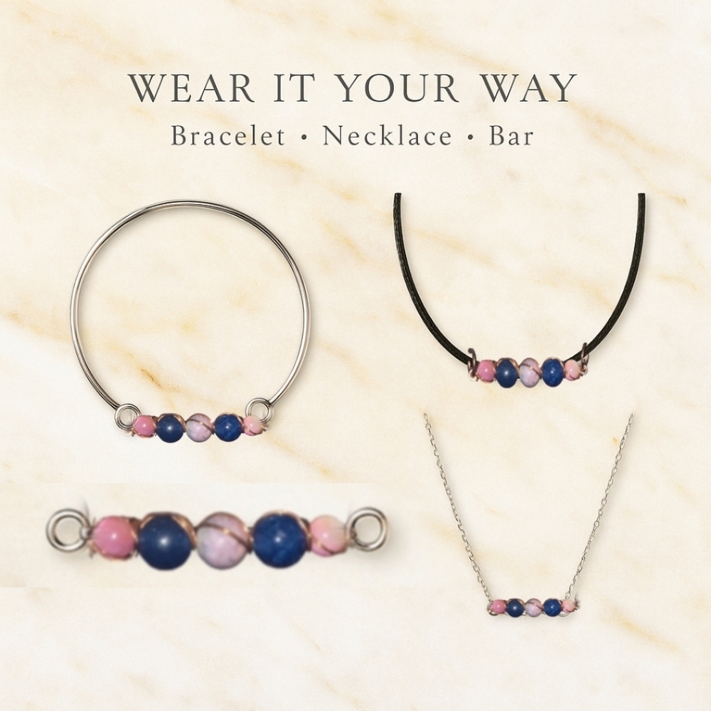Pink & Blue Jade Vibe Bar – Copper Wrapped Minimalist Crystal Jewelry
